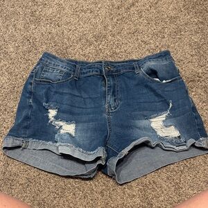 Denim Distressed Women Shorts